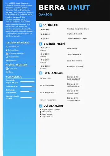 Garson CV Örnekleri cv indir